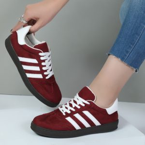 کفش و کتانی زنانه و دخترانه مدل آدیداس سامبا ADIDAS_SAMBA رنگ چری زرشکی کد A182
