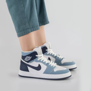 کفش و کتانی رنگ سفید آبی مدل نایک NIKE Jordan 1 ساقدار کد 71613