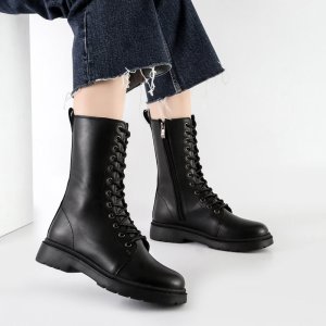 بوت و نیم بوت زنانه و دخترانه مدل بندی بغل زیپ رنگ مشکی کد A593