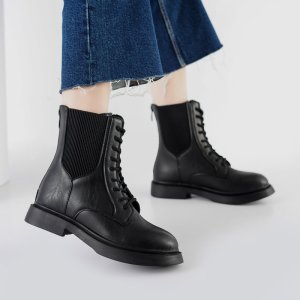 بوت و نیم بوت زنانه و دخترانه مدل بغل کش بندی رنگ مشکی کد M596