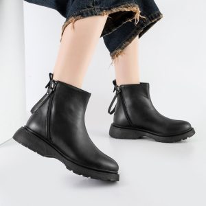 بوت و نیم بوت زنانه و دخترانه مدل دو بر زیپ رنگ مشکی کد M610