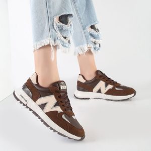 کفش و کتانی زنانه و دخترانه مدل نیوبالانس NEWBALANCE رنگ قهوه ای کرم کد M671