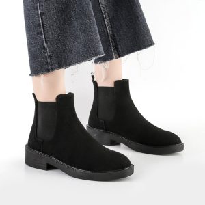بوت و نیم بوت زنانه و دخترانه مدل چلسی دو بر کش رنگ مشکی کد M606