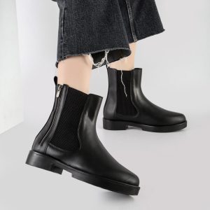 بوت و نیم بوت زنانه و دخترانه مدل دو بر کش بغل زیپ رنگ مشکی کد M665