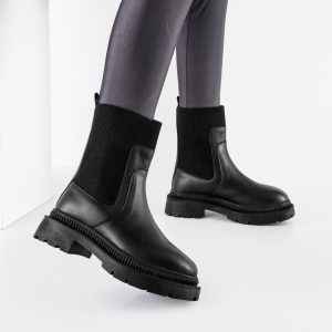 بوت و نیم بوت زنانه و دخترانه مدل دو بر کش رنگ مشکی کد M625