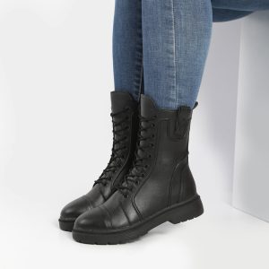 بوت و نیم بوت زنانه و دخترانه مدل بندی بغل زیپ رنگ مشکی کد M766