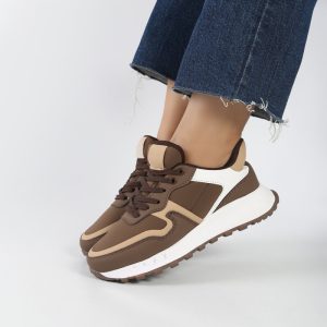 کفش و کتانی اسپرت زنانه و دخترانه رنگ قهوه ای کد M816