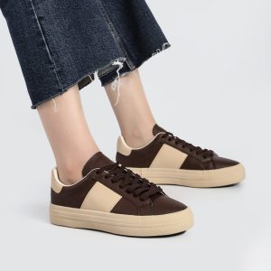 کفش اسپرت و راحتی زنانه و دخترانه رنگ قهوه ای کرم کد M796