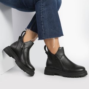 بوت و نیم بوت زنانه و دخترانه مدل بغل زیپ رنگ مشکی کد M771