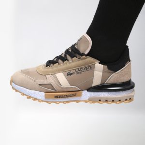 کفش و کتانی مردانه چرم طبیعی مدل لاگوست LACOSTE رنگ کرم کد 43329