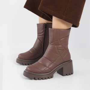 بوت و نیم بوت زنانه و دخترانه مدل بغل زیپ رنگ قهوه ای کد M900