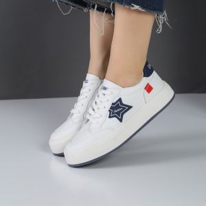 کفش اسپرت و راحتی زنانه و دخترانه مدل ونس رنگ سفید سرمه ای کد M2106