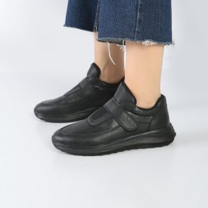 کفش و کتانی اسپرت زنانه و دخترانه مدل چسبی راحتی رنگ مشکی کد M2108