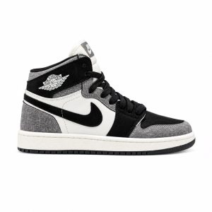 کفش و کتانی زنانه و دخترانه ساقدار مدل NIKE JORDAN 1 رنگ سفید طوسی کد 21558
