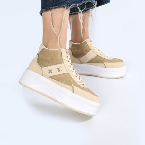 بوت و نیم بوت زنانه و دخترانه مدل لویی ویتون LOUIS VUITTON نیم ساق رنگ کرم کد A5083