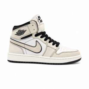 کفش و کتانی زنانه و دخترانه ساقدار مدل NIKE JORDAN 1 رنگ کرم مشکی کد 21953