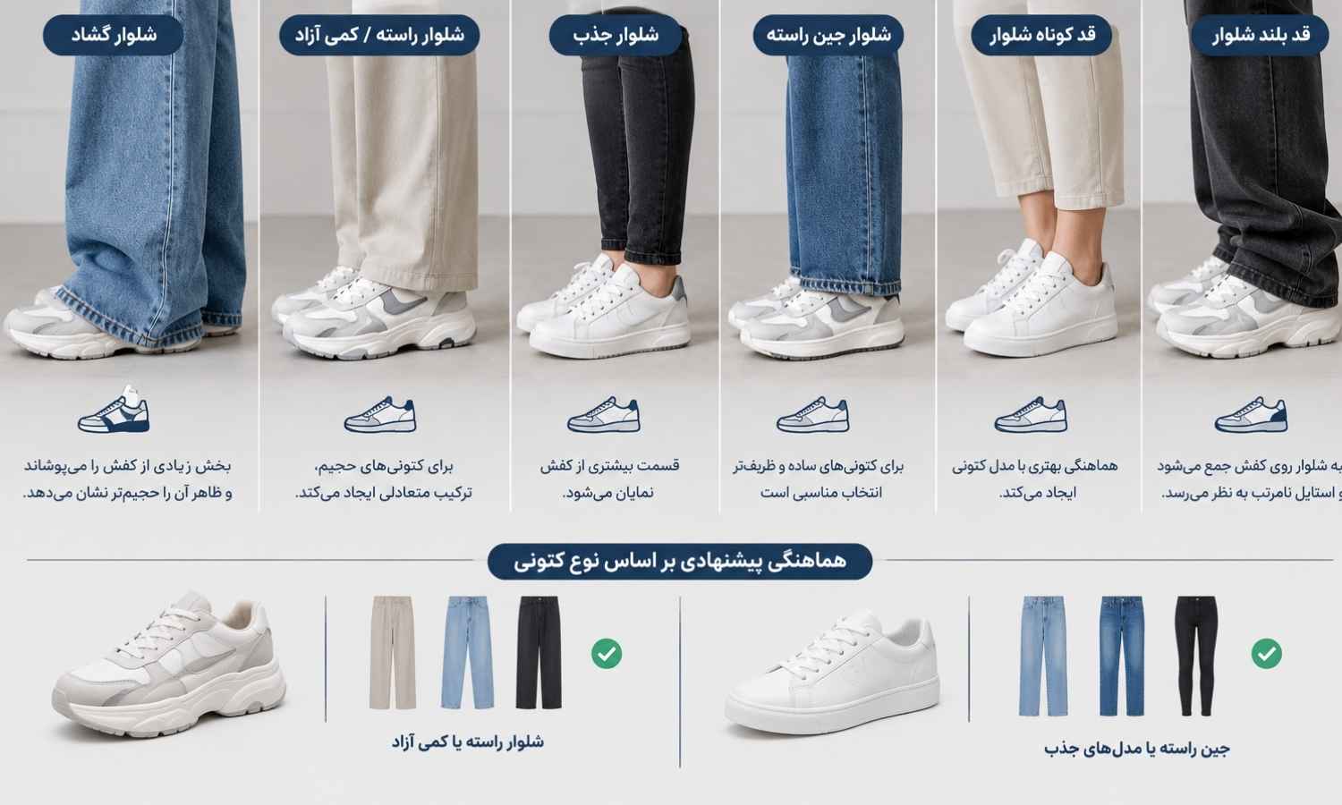 مدل شلوار چگونه ظاهر کتونی را تغییر میدهد؟